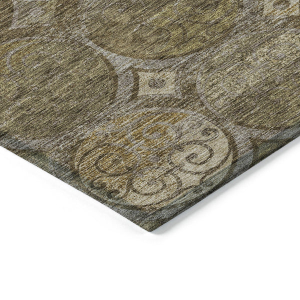 Homeroots 3' Beige Taupe And Blue Trellis Washable Indoor Outdoor Area Rug For Stylish Spaces And Durability 8' X 10' Polyester 584029