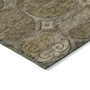 Homeroots 3' Beige Taupe And Blue Trellis Washable Indoor Outdoor Area Rug For Stylish Spaces And Durability 9' X 12' Polyester 584030