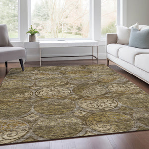 Homeroots 3' Beige Taupe And Blue Trellis Washable Indoor Outdoor Area Rug For Stylish Spaces And Durability 9' X 12' Polyester 584030