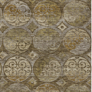 Homeroots 3' Beige Taupe And Blue Trellis Washable Indoor Outdoor Area Rug For Stylish Spaces And Durability 10' X 14' Polyester 584031