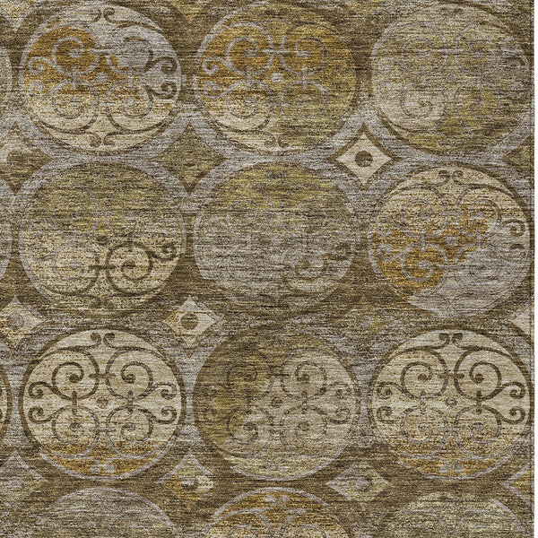 Homeroots 3' Beige Taupe And Blue Trellis Washable Indoor Outdoor Area Rug For Stylish Spaces And Durability 10' X 14' Polyester 584031