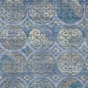 Homeroots 3' Beige Taupe And Blue Trellis Washable Indoor Outdoor Area Rug For Stylish Spaces And Durability 5' X 8' Polyester 584033