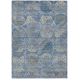 HomeRoots 9' Navy Blue and Sky Blue Trellis Area Rug – Durable, Washable Design for Indoor and Outdoor Spaces 9' X 12' 584036