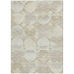 Homeroots 3' Beige Taupe And Blue Trellis Washable Indoor Outdoor Area Rug For Stylish Spaces And Durability 3' X 5' Polyester 584038