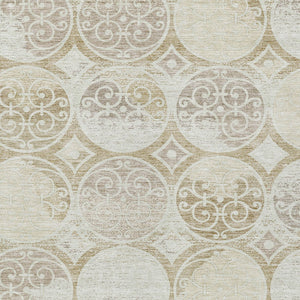 Homeroots 3' Beige Taupe And Blue Trellis Washable Indoor Outdoor Area Rug For Stylish Spaces And Durability 3' X 5' Polyester 584038