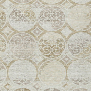 Homeroots 3' Beige Taupe And Blue Trellis Washable Indoor Outdoor Area Rug For Stylish Spaces And Durability 5' X 8' Polyester 584039