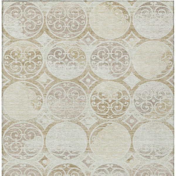 Homeroots 3' Beige Taupe And Blue Trellis Washable Indoor Outdoor Area Rug For Stylish Spaces And Durability 8' X 10' Polyester 584041