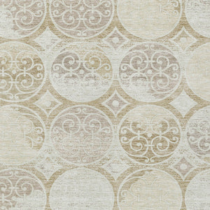 Homeroots 3' Beige Taupe And Blue Trellis Washable Indoor Outdoor Area Rug For Stylish Spaces And Durability 8' X 10' Polyester 584041