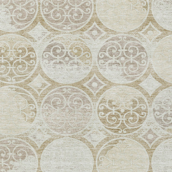 Homeroots 3' Beige Taupe And Blue Trellis Washable Indoor Outdoor Area Rug For Stylish Spaces And Durability 8' X 10' Polyester 584041