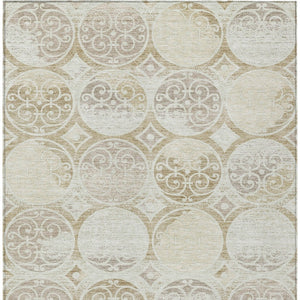 Homeroots 3' Beige Taupe And Blue Trellis Washable Indoor Outdoor Area Rug For Stylish Spaces And Durability 10' X 14' Polyester 584043