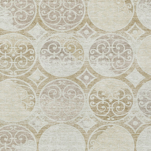 Homeroots 3' Beige Taupe And Blue Trellis Washable Indoor Outdoor Area Rug For Stylish Spaces And Durability 10' X 14' Polyester 584043