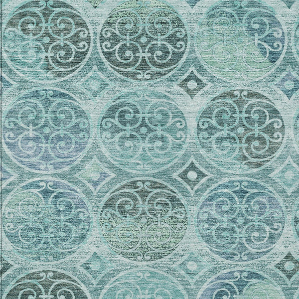 Homeroots 3' Beige Taupe And Blue Trellis Washable Indoor Outdoor Area Rug For Stylish Spaces And Durability 3' X 5' Polyester 584044