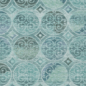 Homeroots 3' Beige Taupe And Blue Trellis Washable Indoor Outdoor Area Rug For Stylish Spaces And Durability 5' X 8' Polyester 584045