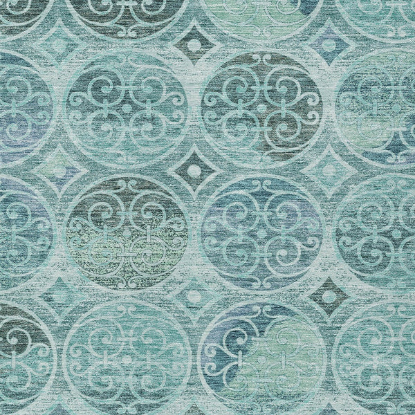 Homeroots 3' Beige Taupe And Blue Trellis Washable Indoor Outdoor Area Rug For Stylish Spaces And Durability 5' X 8' Polyester 584045