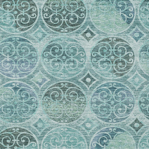 Homeroots 3' Beige Taupe And Blue Trellis Washable Indoor Outdoor Area Rug For Stylish Spaces And Durability 9' X 12' Polyester 584048