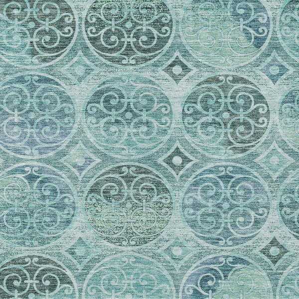 Homeroots 3' Beige Taupe And Blue Trellis Washable Indoor Outdoor Area Rug For Stylish Spaces And Durability 9' X 12' Polyester 584048