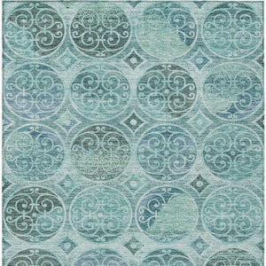 Homeroots 3' Beige Taupe And Blue Trellis Washable Indoor Outdoor Area Rug For Stylish Spaces And Durability 10' X 14' Polyester 584049