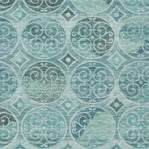 Homeroots 3' Beige Taupe And Blue Trellis Washable Indoor Outdoor Area Rug For Stylish Spaces And Durability 10' X 14' Polyester 584049