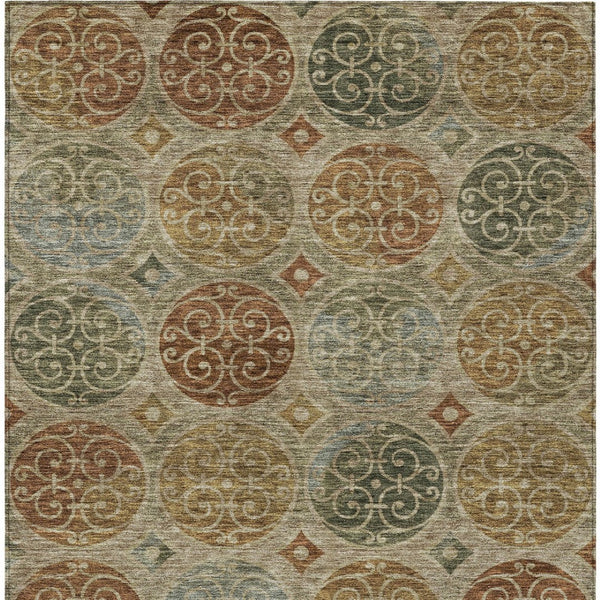 Homeroots 3' Beige Taupe And Blue Trellis Washable Indoor Outdoor Area Rug For Stylish Spaces And Durability 8' X 10' Polyester 584053