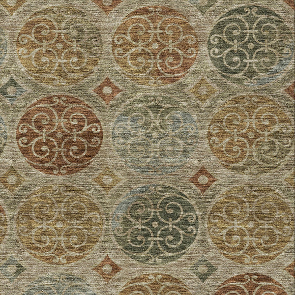 Homeroots 3' Beige Taupe And Blue Trellis Washable Indoor Outdoor Area Rug For Stylish Spaces And Durability 8' X 10' Polyester 584053