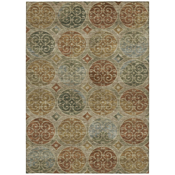 Homeroots 3' Beige Taupe And Blue Trellis Washable Indoor Outdoor Area Rug For Stylish Spaces And Durability 9' X 12' Polyester 584054