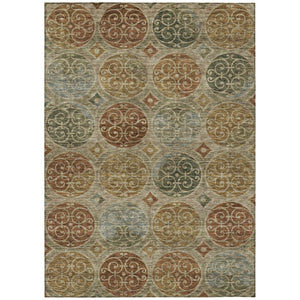 HomeRoots 9' Stylish Taupe Green and Gold Trellis Washable Area Rug for Indoor and Outdoor High-Traffic Use 9' X 12' 584054