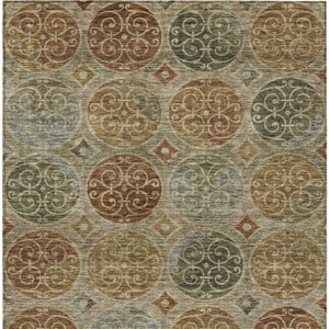 Homeroots 3' Beige Taupe And Blue Trellis Washable Indoor Outdoor Area Rug For Stylish Spaces And Durability 9' X 12' Polyester 584054
