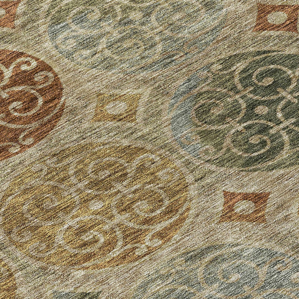 Homeroots 3' Beige Taupe And Blue Trellis Washable Indoor Outdoor Area Rug For Stylish Spaces And Durability 9' X 12' Polyester 584054