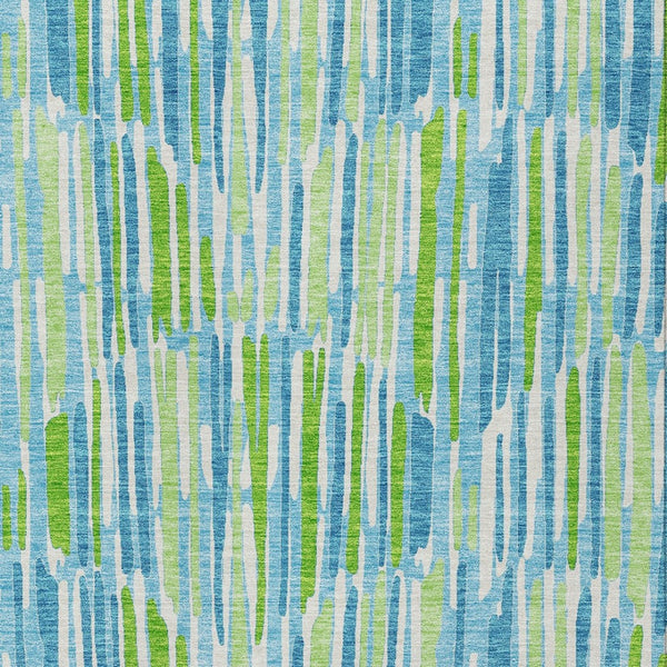 Homeroots 3' Aqua Teal Blue And Lime Green Abstract Washable Area Rug For Indoor And Outdoor Spaces 10' X 14' Polyester 584061