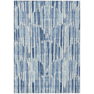 HomeRoots 5' Navy Blue and Sky Blue Abstract Area Rug - Washable, Durable, Stylish for Indoor and Outdoor Spaces 5' X 8' 584063