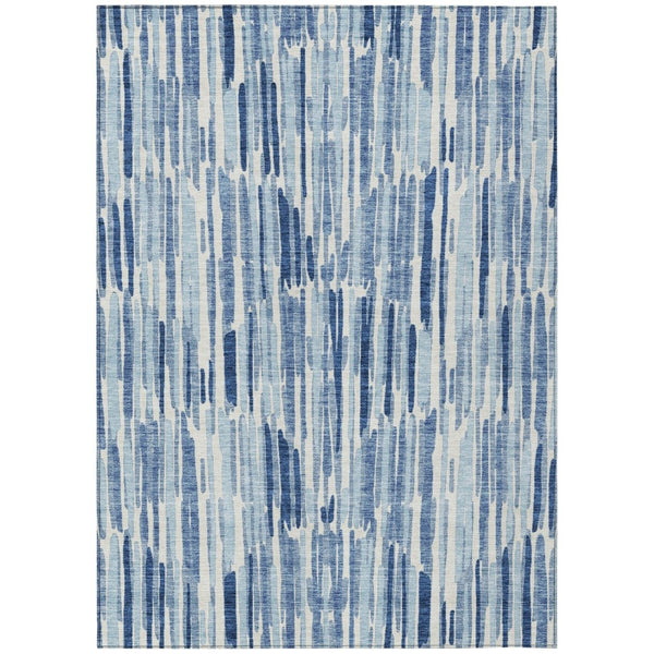 HomeRoots 5' Navy Blue and Sky Blue Abstract Area Rug - Washable, Durable, Stylish for Indoor and Outdoor Spaces 5' X 8' 584063