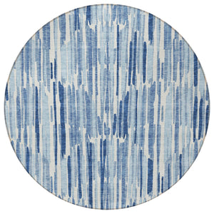 Homeroots 3' Aqua Teal Blue And Lime Green Abstract Washable Area Rug For Indoor And Outdoor Spaces 8' Round Polyester 584064