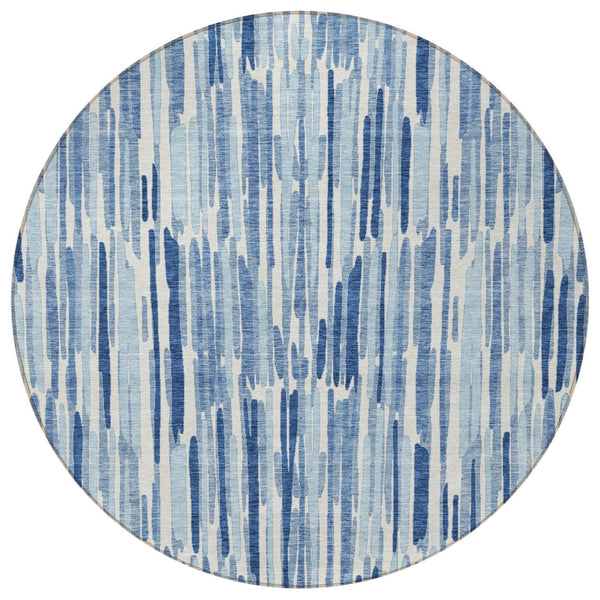 Homeroots 3' Aqua Teal Blue And Lime Green Abstract Washable Area Rug For Indoor And Outdoor Spaces 8' Round Polyester 584064