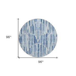 Homeroots 3' Aqua Teal Blue And Lime Green Abstract Washable Area Rug For Indoor And Outdoor Spaces 8' Round Polyester 584064