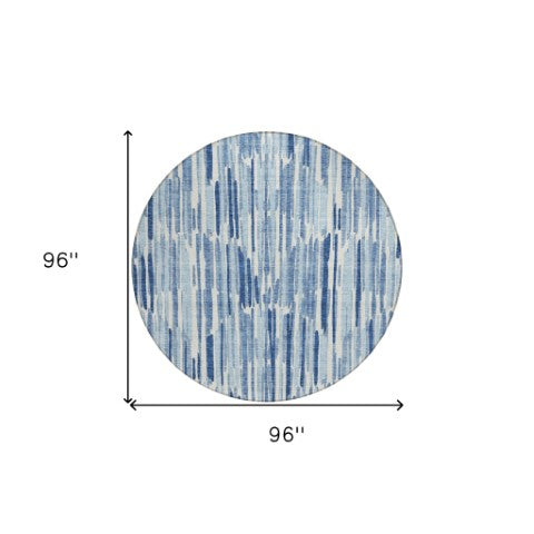 Homeroots 3' Aqua Teal Blue And Lime Green Abstract Washable Area Rug For Indoor And Outdoor Spaces 8' Round Polyester 584064