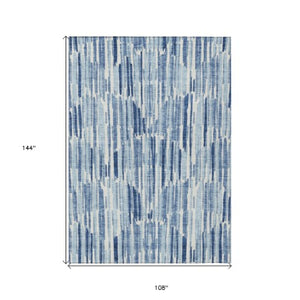 Homeroots 3' Aqua Teal Blue And Lime Green Abstract Washable Area Rug For Indoor And Outdoor Spaces 9' X 12' Polyester 584066