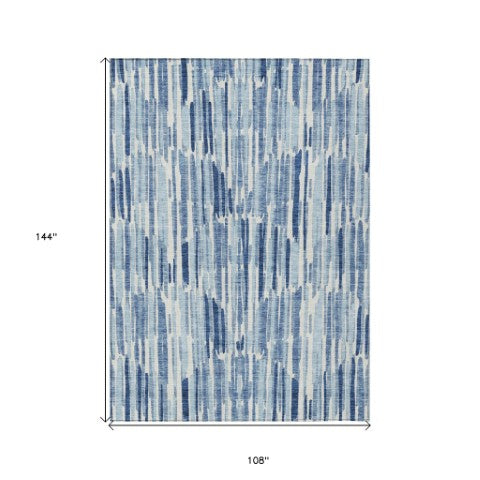 Homeroots 3' Aqua Teal Blue And Lime Green Abstract Washable Area Rug For Indoor And Outdoor Spaces 9' X 12' Polyester 584066