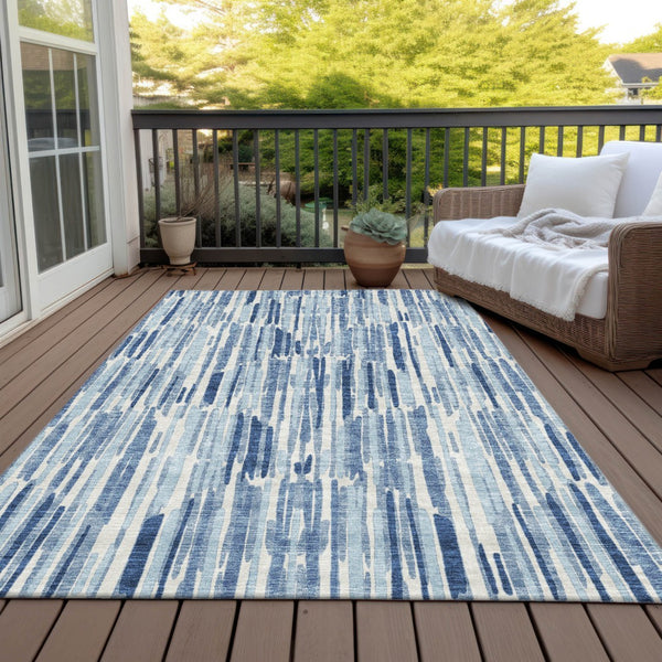 Homeroots 3' Aqua Teal Blue And Lime Green Abstract Washable Area Rug For Indoor And Outdoor Spaces 9' X 12' Polyester 584066