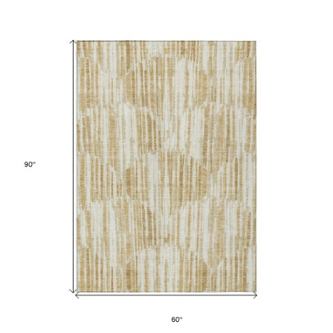 Homeroots 3' Aqua Teal Blue And Lime Green Abstract Washable Area Rug For Indoor And Outdoor Spaces 5' X 8' Polyester 584069