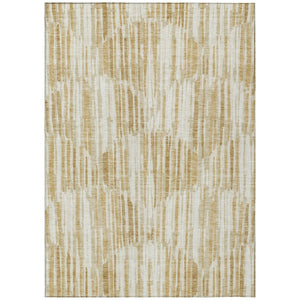 HomeRoots 5' Gold Beige Ivory Abstract Area Rug - Durable, Washable Design for Indoor & Outdoor Spaces 5' X 8' 584069