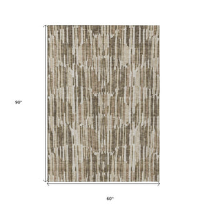 HomeRoots 5' Abstract Brown and Taupe Area Rug – Durable, Stain-Resistant Indoor/Outdoor Design for Any Space 5' X 8' 584087