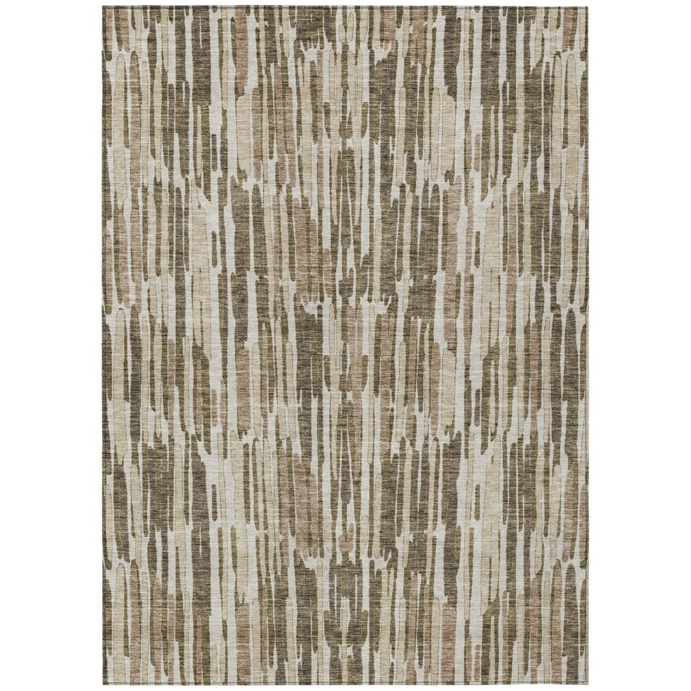 HomeRoots 5' Abstract Brown and Taupe Area Rug – Durable, Stain-Resistant Indoor/Outdoor Design for Any Space 5' X 8' 584087