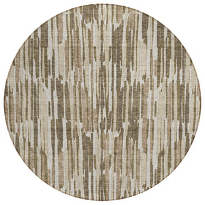 HomeRoots 5' Abstract Brown and Taupe Area Rug – Durable, Stain-Resistant Indoor/Outdoor Design for Any Space 8' Round 584088
