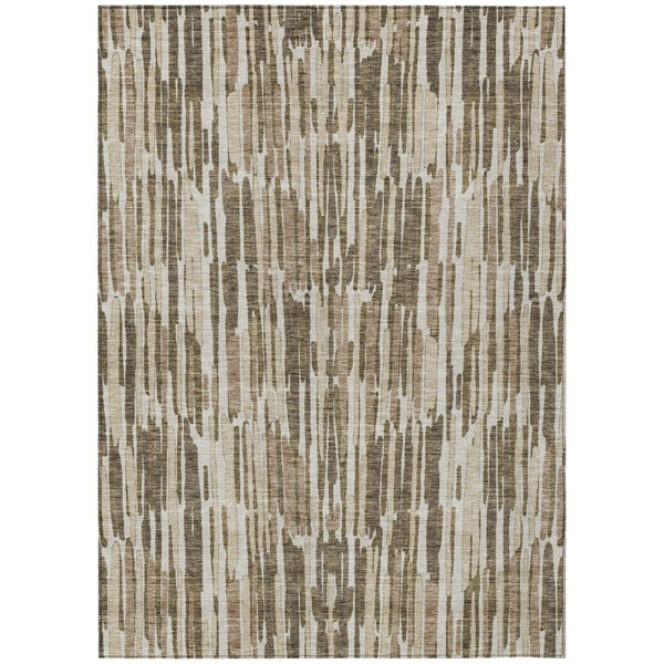 HomeRoots 9' Brown and Taupe Abstract Indoor Outdoor Area Rug - Stylish, Durable, Machine Washable Design 9' X 12' 584090