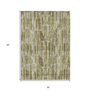 Homeroots 3' Aqua Teal Blue And Lime Green Abstract Washable Area Rug For Indoor And Outdoor Spaces 3' X 5' Polyester 584092