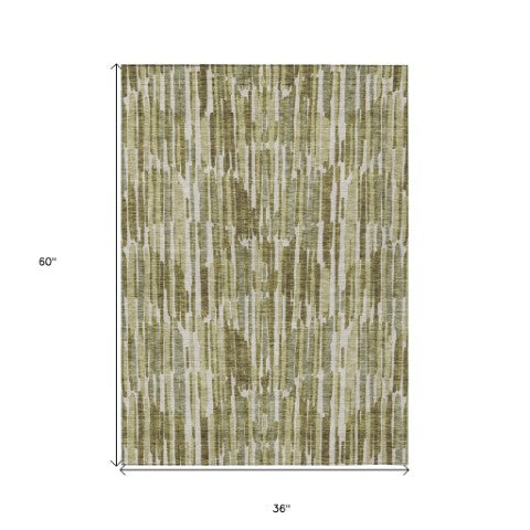 Homeroots 3' Aqua Teal Blue And Lime Green Abstract Washable Area Rug For Indoor And Outdoor Spaces 3' X 5' Polyester 584092