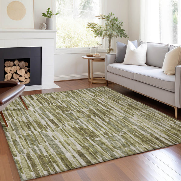 Homeroots 3' Aqua Teal Blue And Lime Green Abstract Washable Area Rug For Indoor And Outdoor Spaces 5' X 8' Polyester 584093