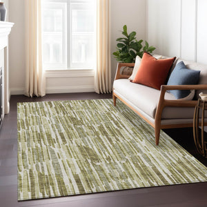 Homeroots 3' Aqua Teal Blue And Lime Green Abstract Washable Area Rug For Indoor And Outdoor Spaces 5' X 8' Polyester 584093