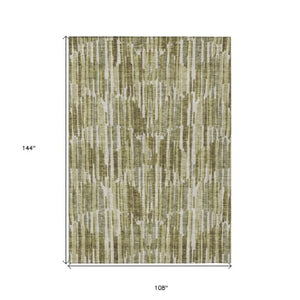 Homeroots 3' Aqua Teal Blue And Lime Green Abstract Washable Area Rug For Indoor And Outdoor Spaces 9' X 12' Polyester 584096