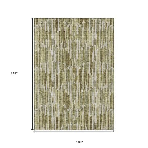 Homeroots 3' Aqua Teal Blue And Lime Green Abstract Washable Area Rug For Indoor And Outdoor Spaces 9' X 12' Polyester 584096